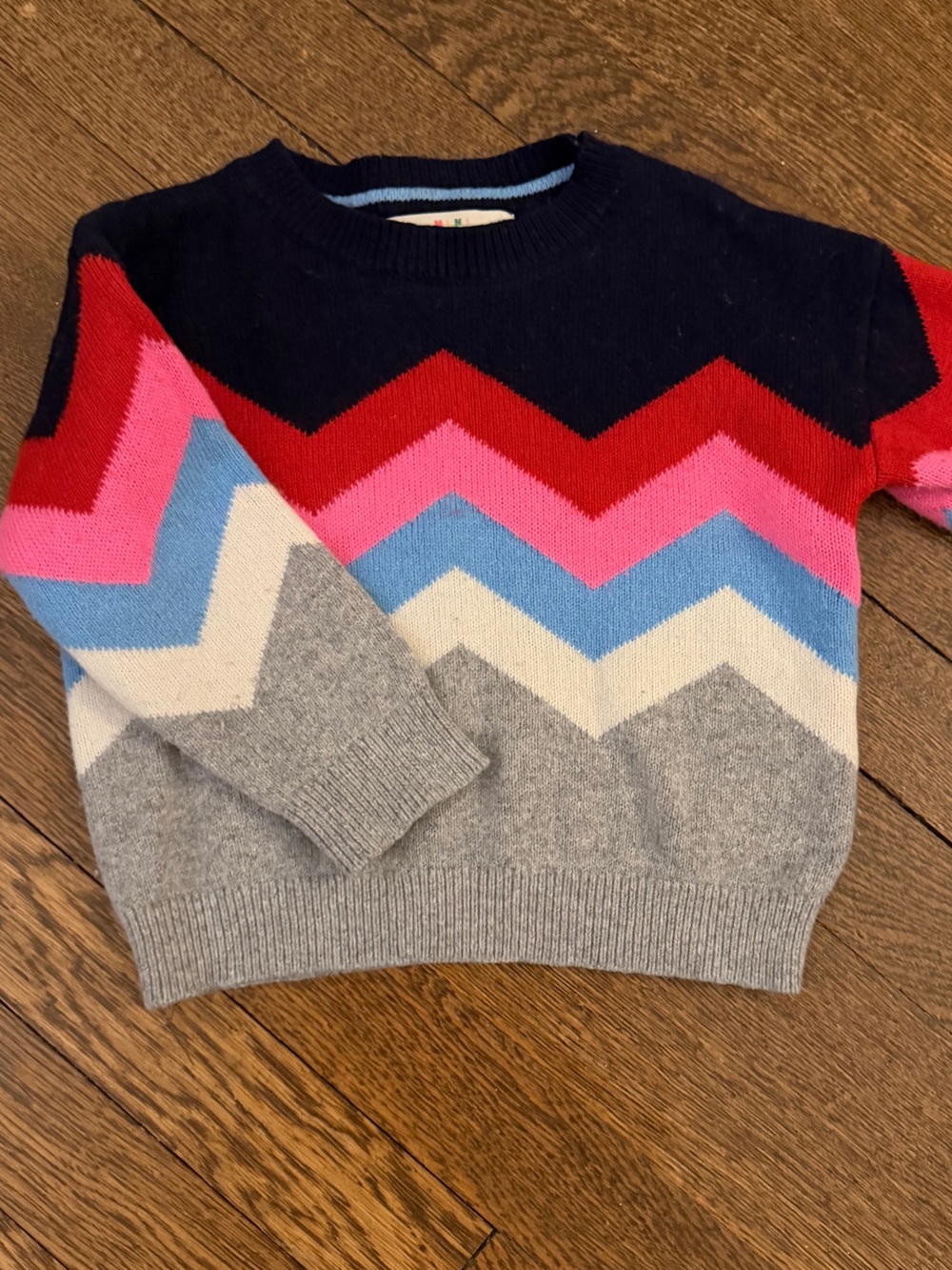 Mini Boden • Eleanor sweater in chevron 🩵🩷🩶